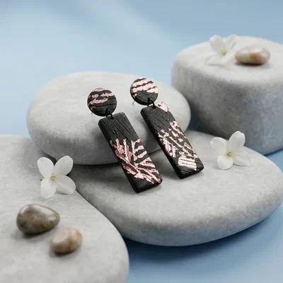 Cercel Flippen Black & Rose