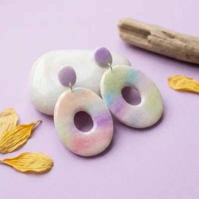 Cercel Large Oval - Rainbow