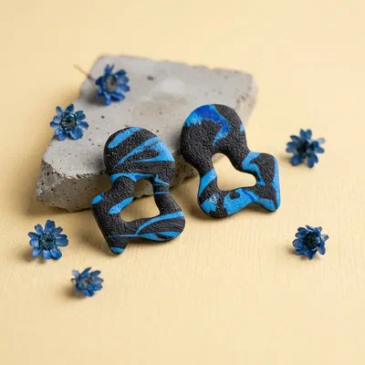 Cercel Splash - Blue & Black