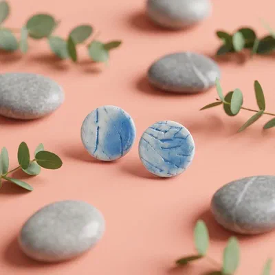 Cercel Stud - Circle - Blue
