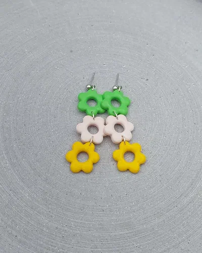 Cercel Triflora - Green White Yellow