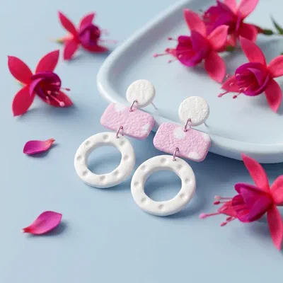 Cercel - Zorela - White BabyPink
